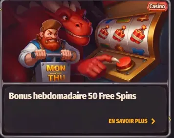 Reload hebdomadaire Dragonia Casino de 50 % jusqu'à 300 €